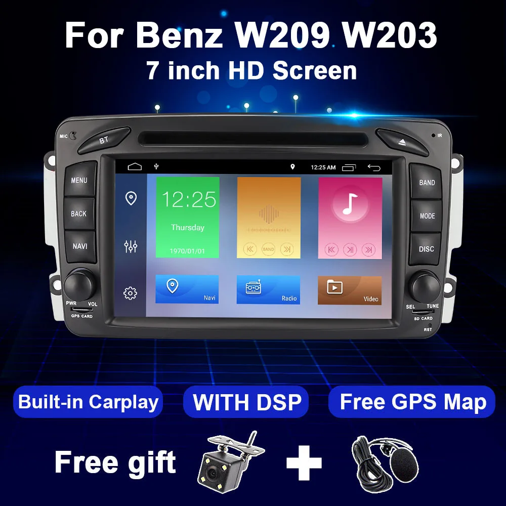 2 Din Android 10 Car Radio Multimedia For W203 W209 Mercedes Benz CLK W208 W210 W463 Vito Viano Audio Video Navigation GPS DVD