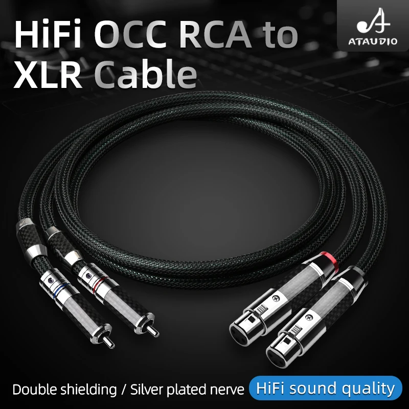 ATAUDIO Hifi RCA na kabel XLR Hi-END OCC podwójne ekranowanie przeciwzakłóceniowe 2XLR na 2RCA kabel Audio do systemu Hifi