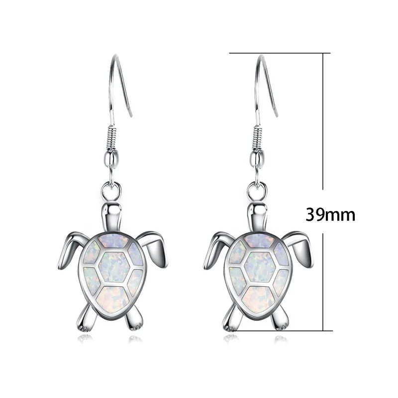 Fashion Women Earrings 2025 Fashion Blue Imitation Opal Drop Earrings Cute Turtle Animal Earrings Female Wedding Jewelry Gift