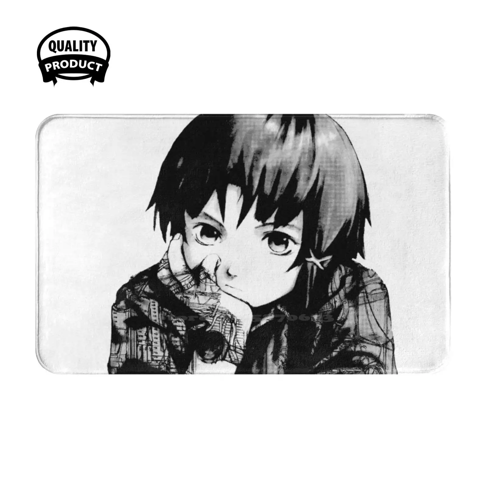 Internet Goddess ( Black ) Soft Cushion Home Carpet Door Mat Car Rug Serial Experiments Lain Internet Goddess Anime Manga Japan