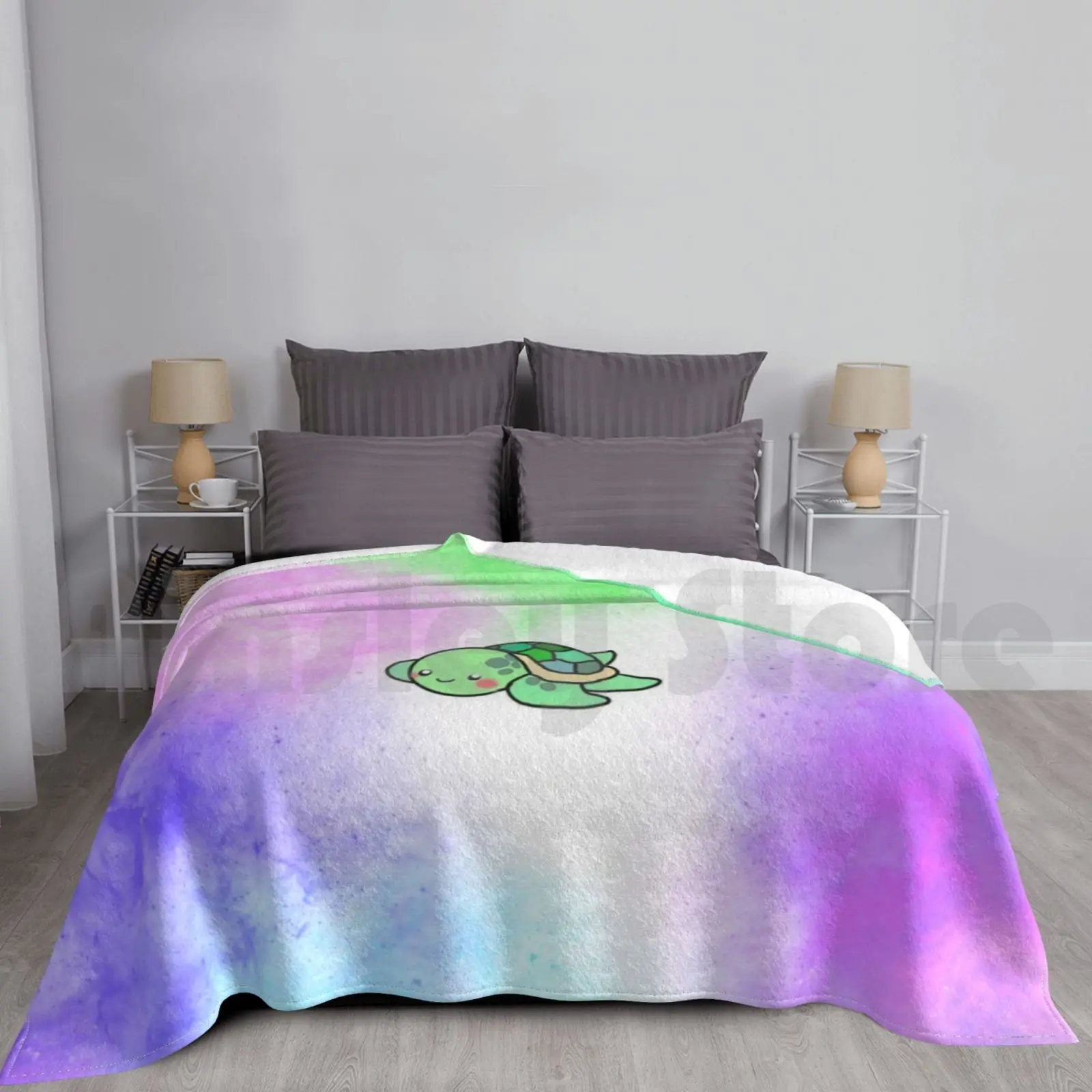

Lunar Turtle Blanket For Sofa Bed Travel Turtle Lunar Tie Dye Space