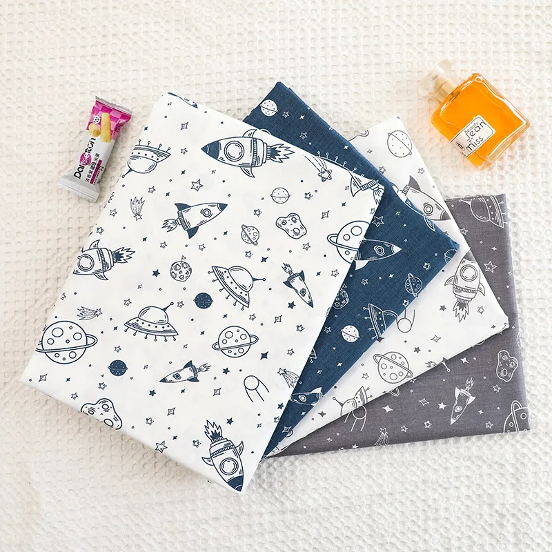 Rocket Stars 100% Cotton Fabric DIY handmade sewing craft patchwork quilting home decor tissus baby dress cloth tecido tilda