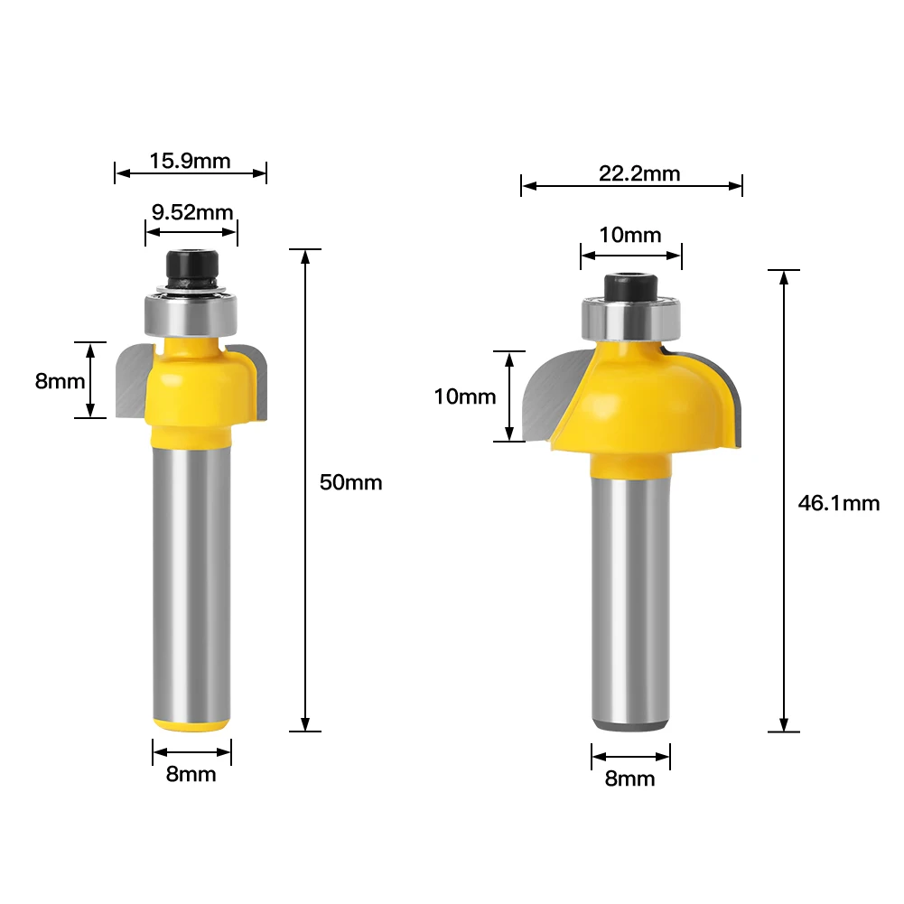 1pcs/set High Quality Cove Bit With Bearing8mm shank Dovetail Router Bit Cutter wood working