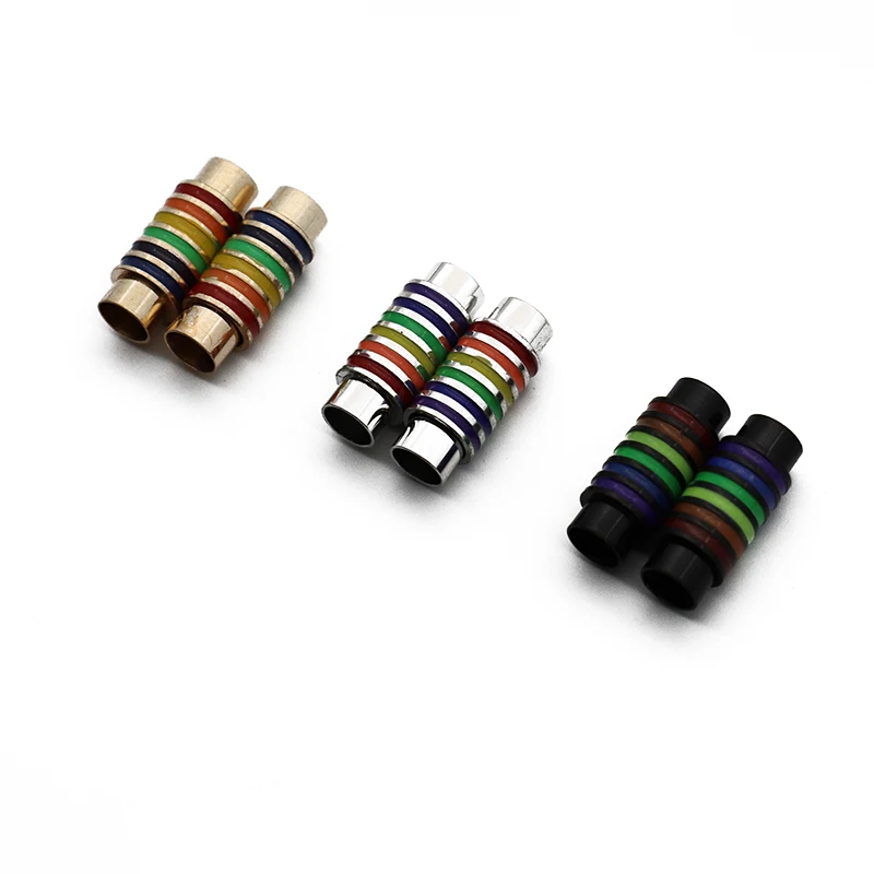 4pcs/lot 6mm Hole Gold Black Copper Rainbow Magnetic Clasps for Bracelet Connectors Leather Cords Bracelets Jewelry Marking