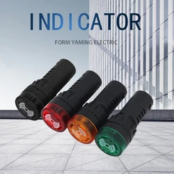 Luz indicadora de zumbador de 16mm/22mm, AD16-16SM 22SM, luz de Flash de sonido intermitente, alarma de 12V 24V 220V, 10 Uds.