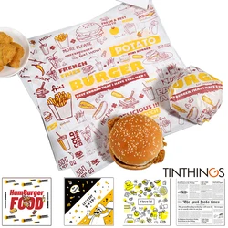 25Pcs Wax Paper Food Grade Grease Paper Food Wrappers Bread Sandwich Burger Fries Baking Tools Oilpaper Fast Food Customized