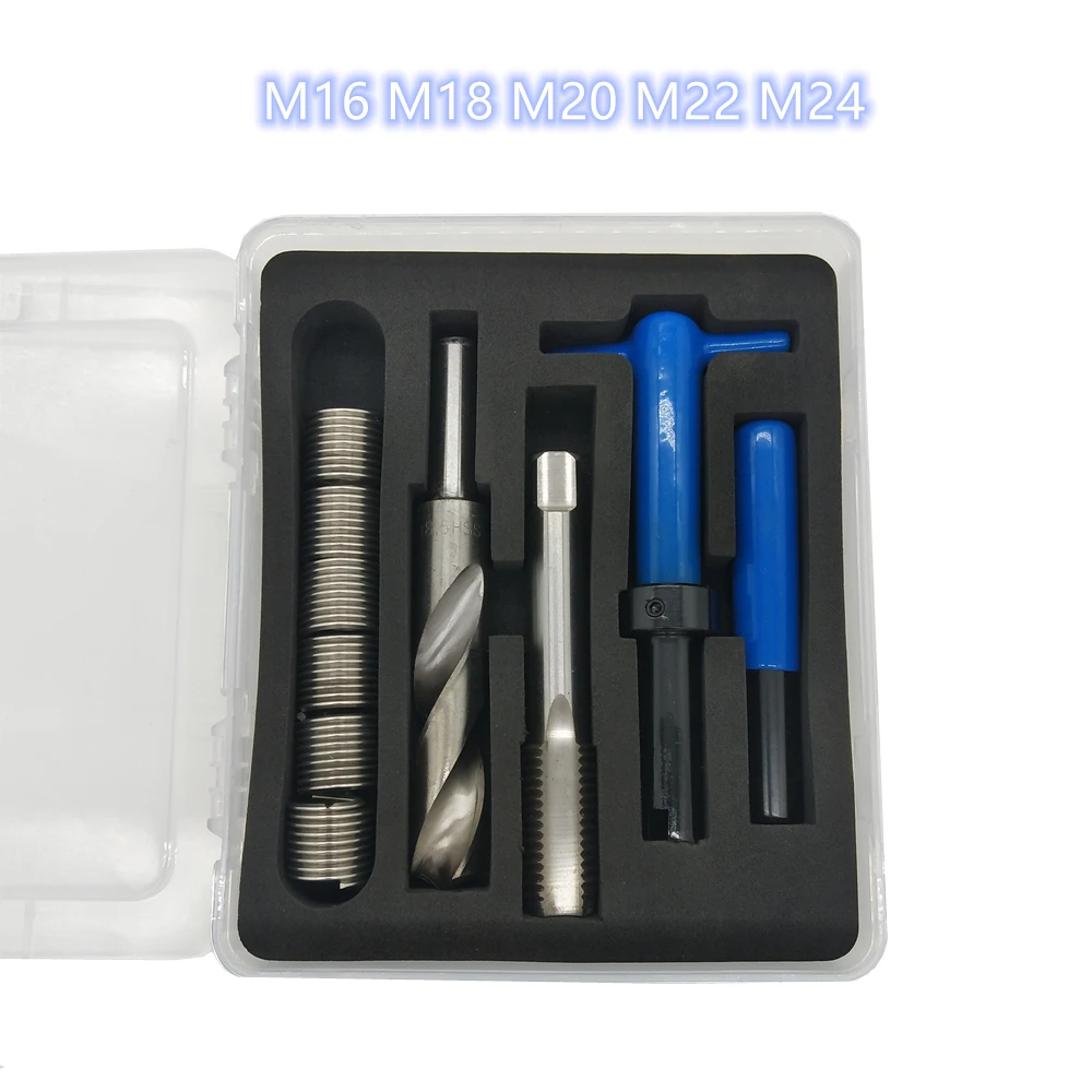 M16 M18 M20 M22 M24 Car Engine Block Restoring Damaged Thread Repair Tool Kit Auto Helical Coil Insert Garage Tools