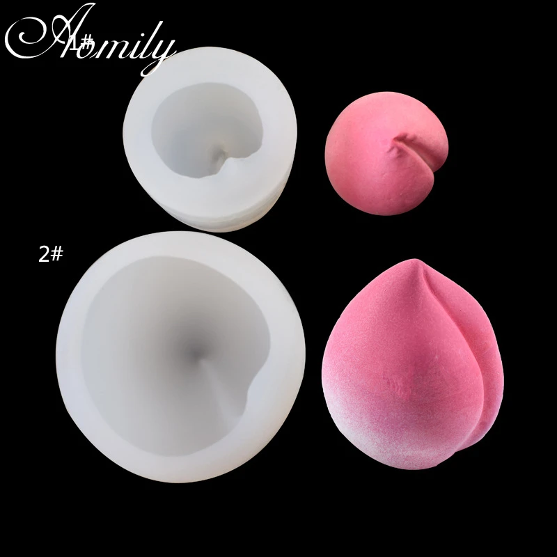 Amoliy 3D Peach Fruit Silicone Mold Fondant Chocolate Mousse Mould Handmade Soap Candle Decoration Mold Baking Accessories