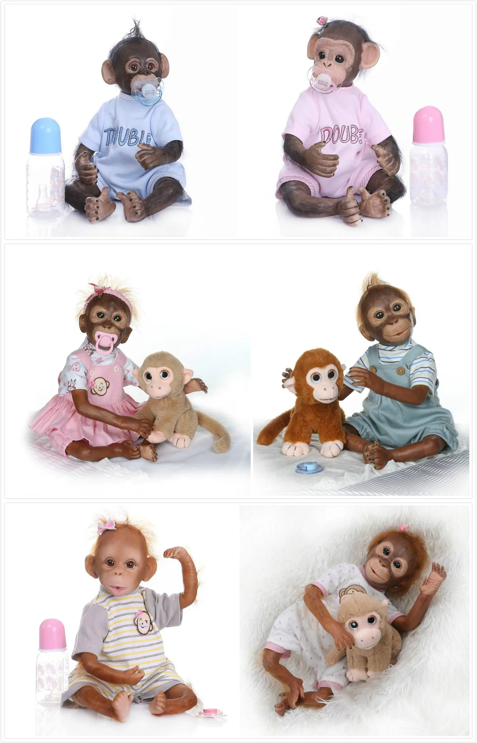 20 inch Silicone Reborn Apes Dolls 50CM Toy Monkey Baby Doll soft body cute monkey accompany toy