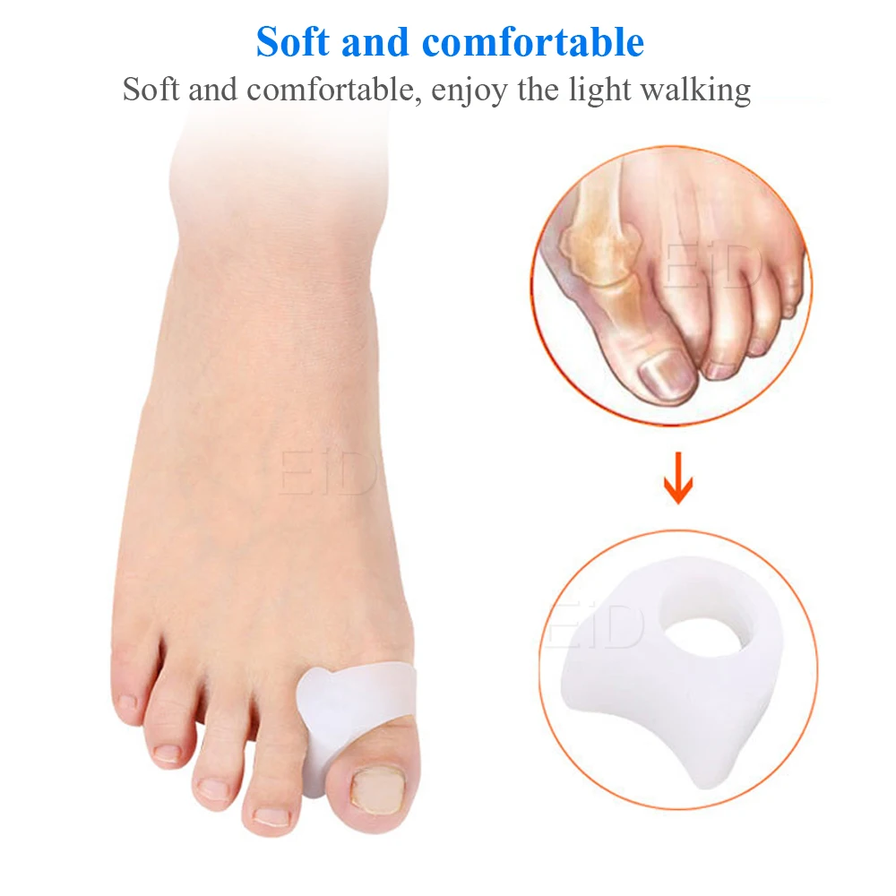 EiD 3 Accoppiamenti Del Silicone Del Gel Toe Separatore per Alluce Valgo Correttore Coscia Bone Sovrapposizione Dolore Pads Borsite Ortesi Dita Dei Piedi Inserti