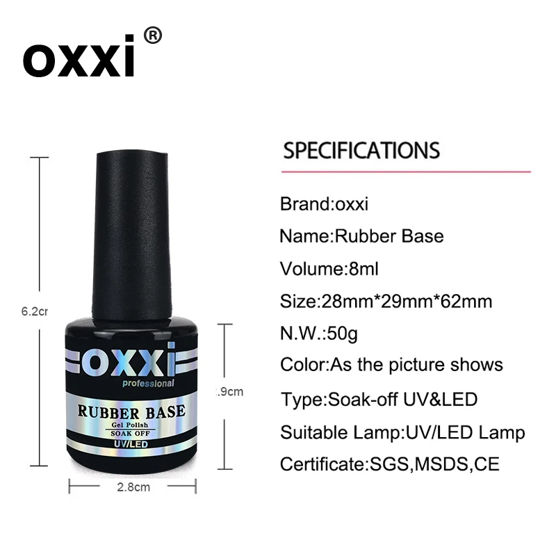 OXXI New 8ml Nail Rubber Base Coat and Top Coat Gel Varnish Primer For Nails Semi Permanant UV Gel Polish Nail Art Design Gellak