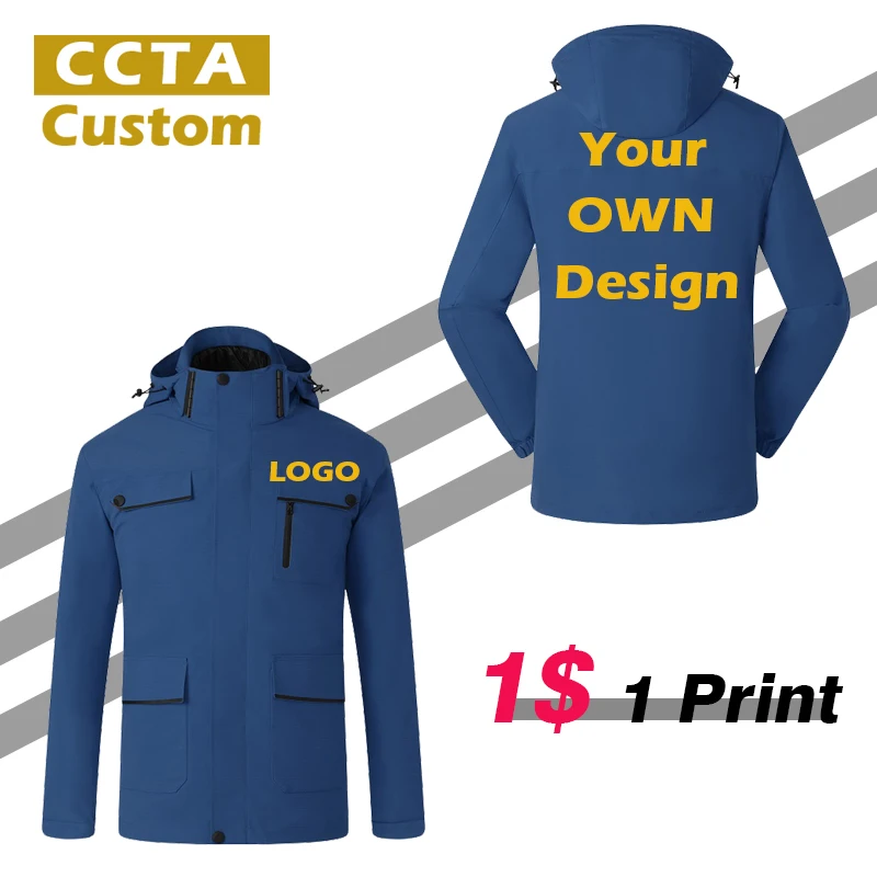 Winter High-end Hooded Jacket Custom Logo Warm Coat Team Customize Men\'s Waterproof Windbreaker