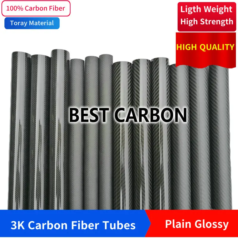 Free shiping OD13 14 15 16 17 18 19 20mm with 500mm length High Quality Twill Matte 3K Carbon Fiber Fabric Wound Tube, CFK TUBE