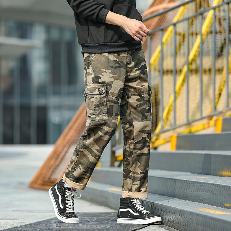 Camouflage Outdoor Overalls Pant Men Multi-pocket Slim Sports Beam Foot Trousers Casual Comfortable Breathable Street Wear Pants