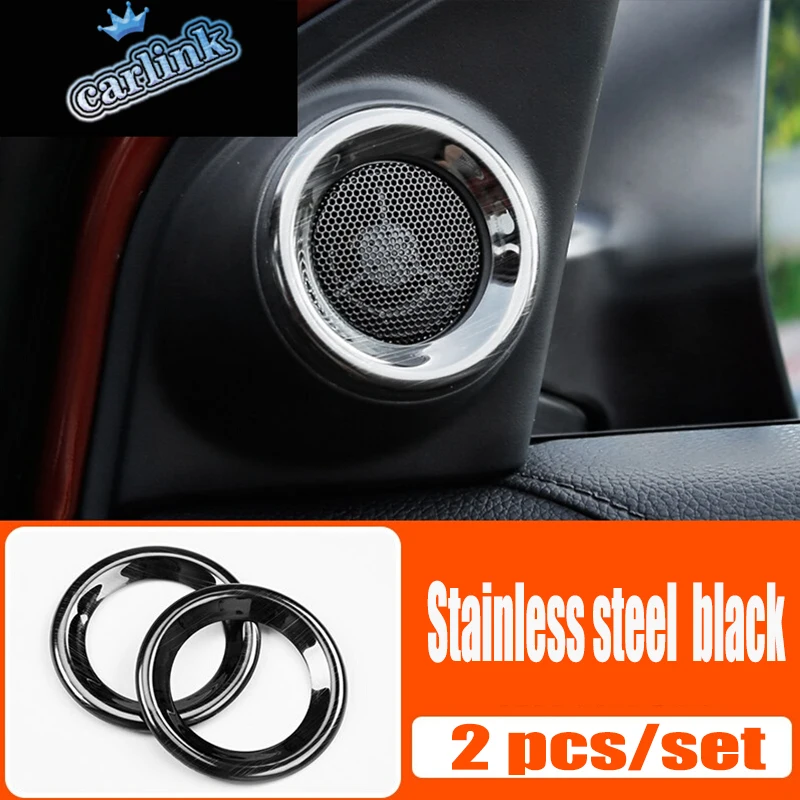 

For Honda CRV CR-V 2017 2018 2019 Stainless Steel black Car interior A-pillar Speaker horn ring Cover Trim car accessories 2pcs