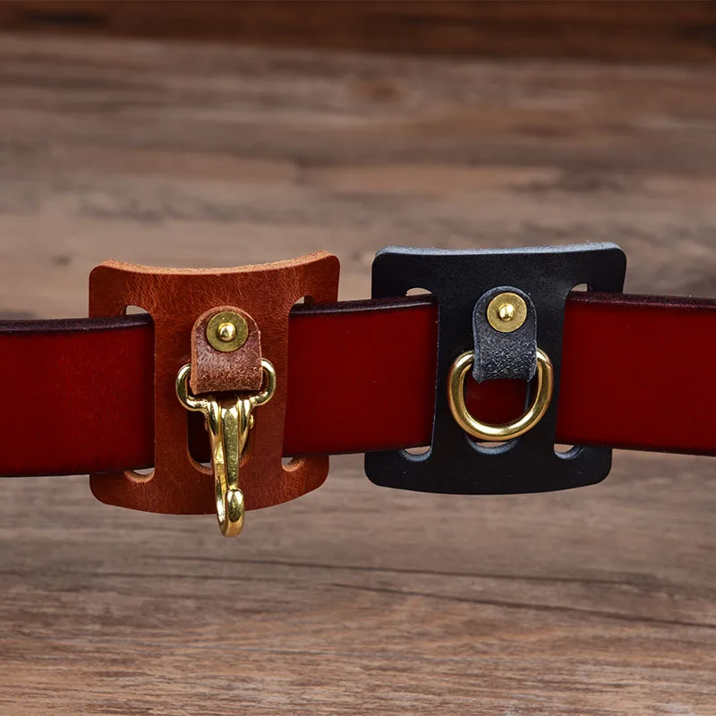 Belt Keychain Solid Brass Belt Loop Key Holder, pure copper Back Clip hooks belt accessories Detachable Keyring DIY Leather Craf
