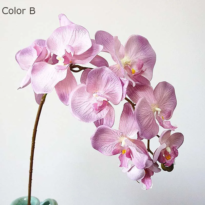 10Heads big Artificial Orchid Flowers European Retro style Moth Butterfly Orchids Home Wedding Party Decoration fake silk flores