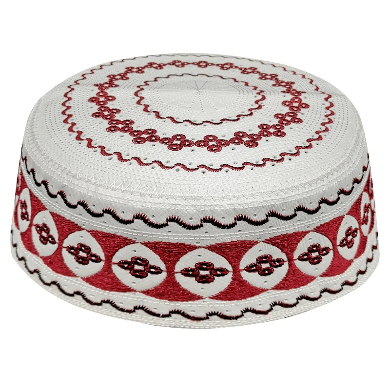 Alfombra de oración Kippah Islam Topi, gorras de oración Abaya saudita, patrones geométricos rojos y blancos, secada, Namaz, Mutze, Damen, Islam, hombres