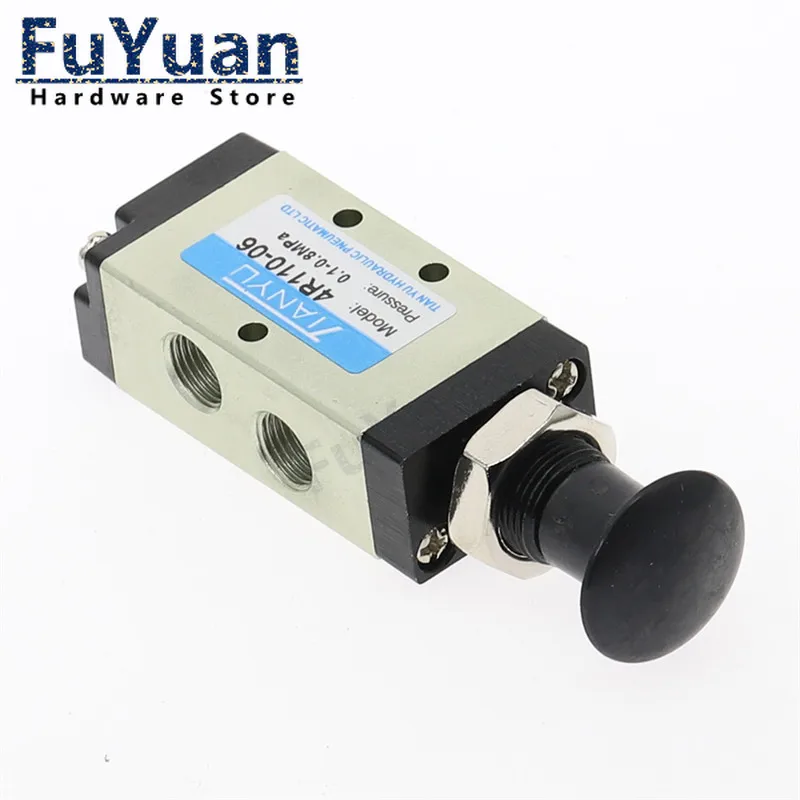 4R110-06 2 Position 5 Way Pneumatic Air Hand Lever Operated Solenoid Valve Fittings Connector silencer