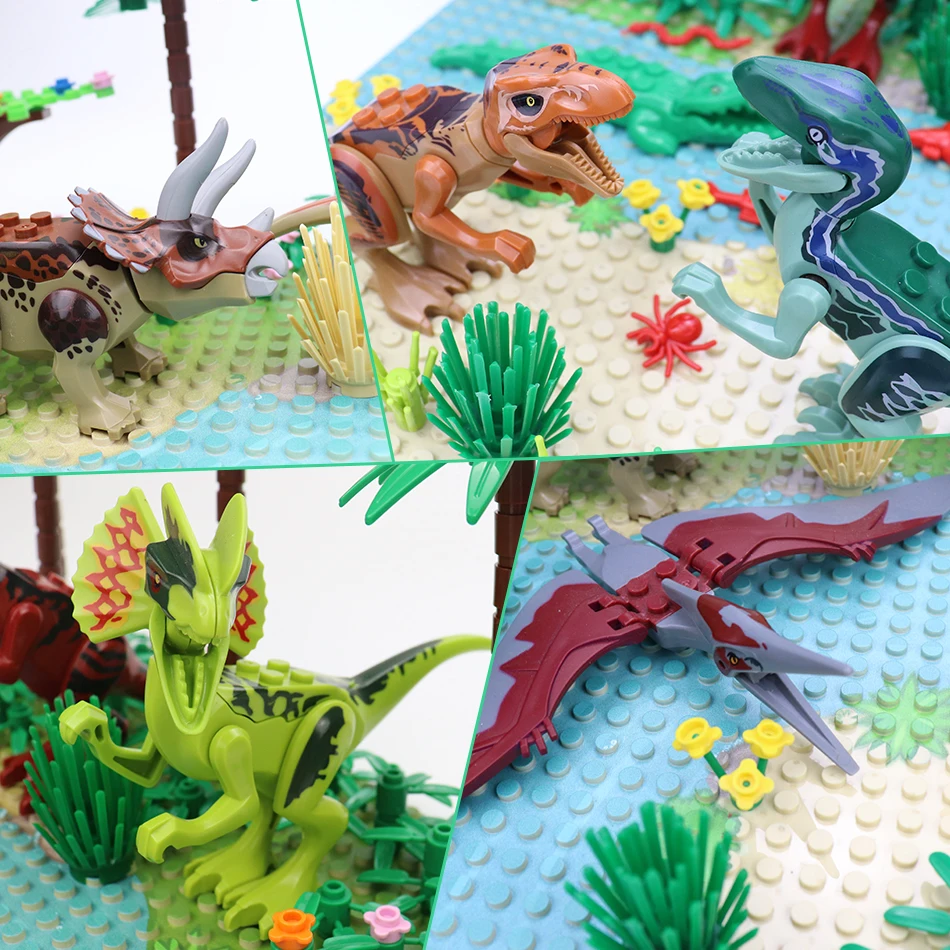 New Jurassic Dinosaur World Tree Forest Animal Action Figures Building Blocks Compatible City DIY MOC Bricks Kids Toys