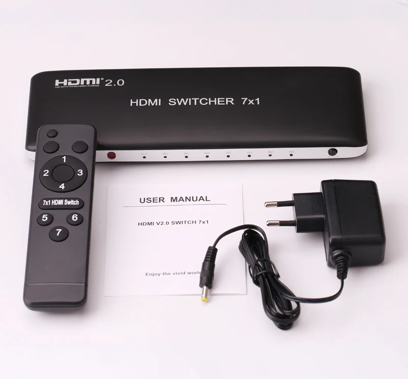 4K 60Hz HDMI 2.0 Switch 7X1 Switcher Âm Thanh Chuyển Đổi Video 7 Trong 1 Ra 3D Cho PS3 PS4 Máy Tính PC DVD HD Người Chơi Truyền Hình STB Đến HDTV