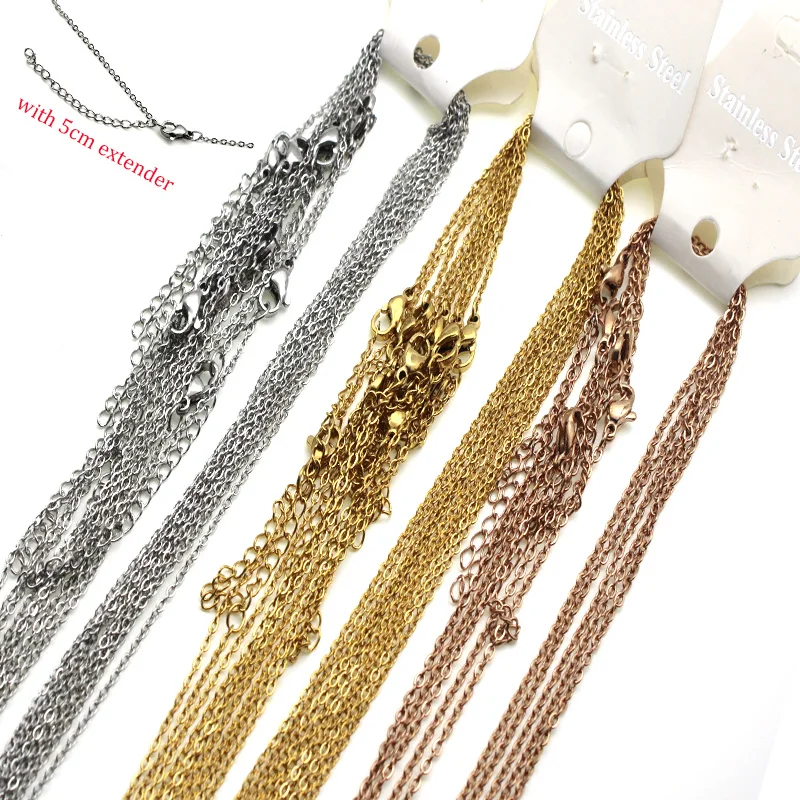 5pcs/Lot 40 45 50 60cm Stainless Steel Chains with Clasp Jewelry Accessories Link Chain DIY Chains Necklaces For Men Choker