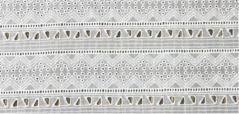 hollowed out cotton lace fabric, eyelet dress fabric, lace fabric by the yard