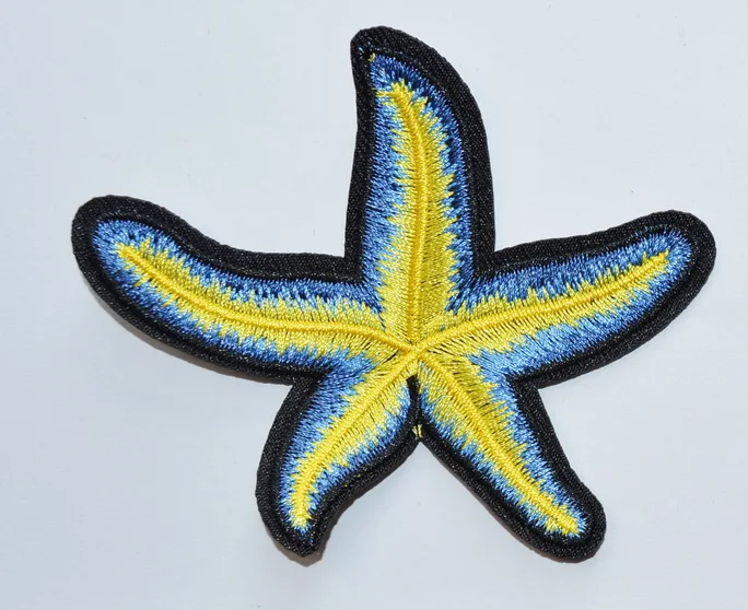 1x Yellow Beach Ocean Starfish Embroidery Iron On Sew On Patch (≈ 7.5 * 9 cm)