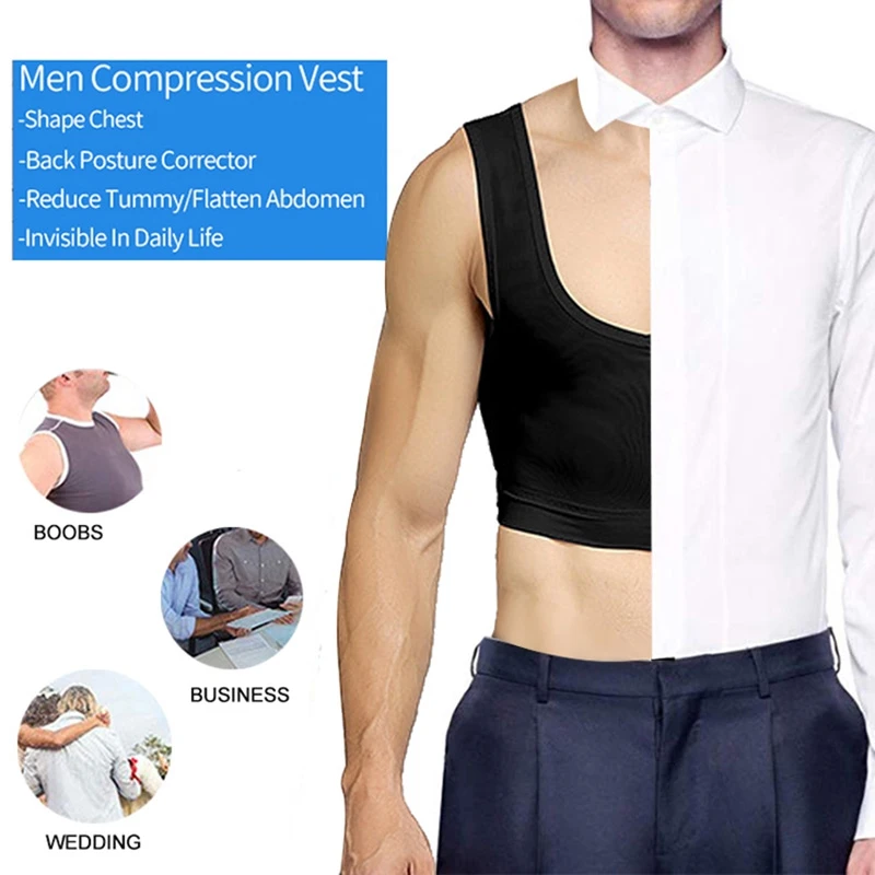 Men Shapewear Tops Gynecomastia Body Shaper Vest Chest Trainer Corset Sexy Men Posture Corrector Compression Shirt Tank Tops