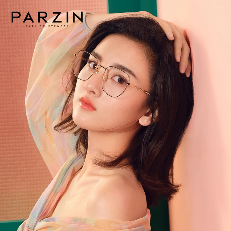 PARZIN Anti Blue Light Glasses Women Oversized Chain Design Fashion Computer Game Glasses Acetate Frame Lunette De Vue Femme