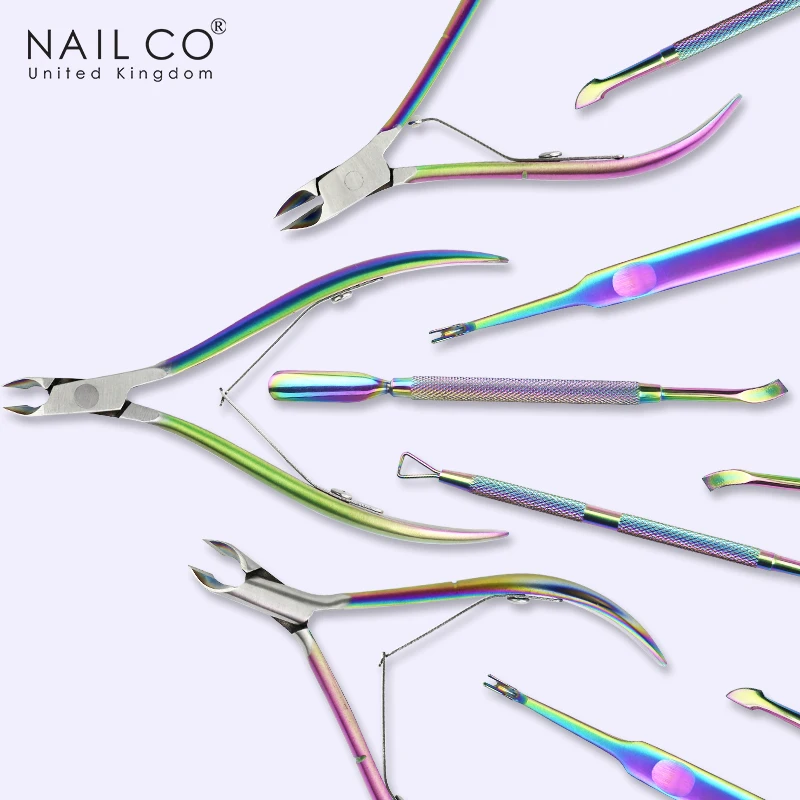 NAILCO di alta qualità in acciaio inossidabile UV unghie Gel Remover Nail cuticola pinzette pelle morta Pusher Clipper Nail Art Manicure strumenti