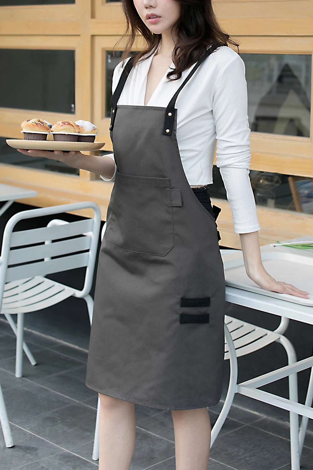 New Fashion Canvas Kitchen Aprons For Woman Men Chef Work Apron For Grill Restaurant Bar Shop Cafes Beauty Nails Studios Uniform