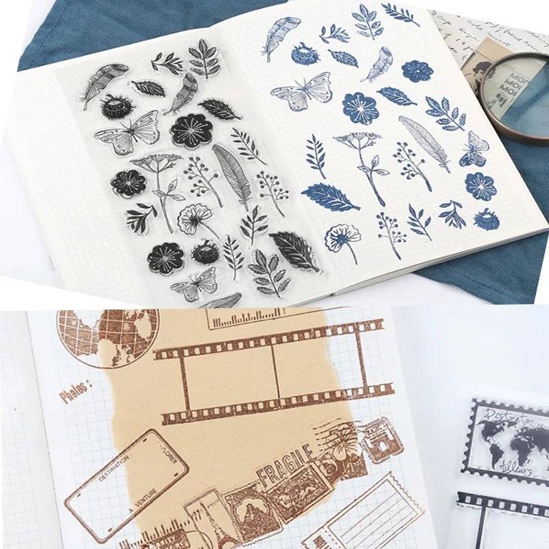 High Quality Clear Stamps For Scrapbooking Alphabets Flowers Foliage Travel Tags Transparent Stamp Journal DIY Card Decoration