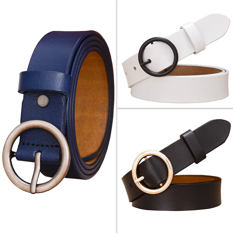 Fashion Round Ring buckle belt woman Genuine leather belts for women Quality cow skin strap female girdle for jeans width 2.8 cm