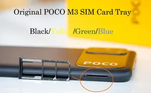 Bilashmart Original Sim Tray Holder Xiaomi Mi POCO M3 SIM Card Tray Slot Holder Adapter Socket Repair Parts