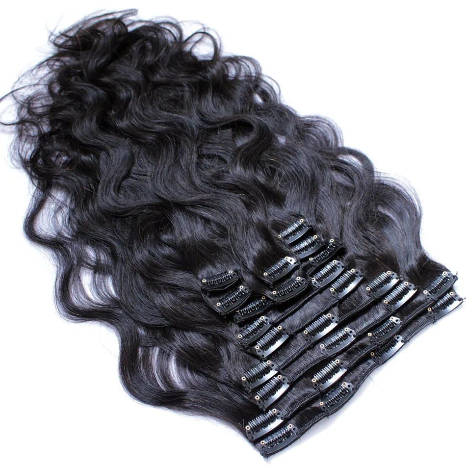 Clip In Body Wave Remy Human Hair Extensions 10 Pcs/Set Natural Color Brazilian Hair Clip Ins