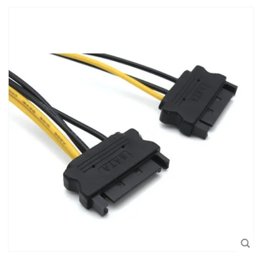 Dual SATA to 8Pin power cable 2 SATA 15P revolving 8P power adapter cable