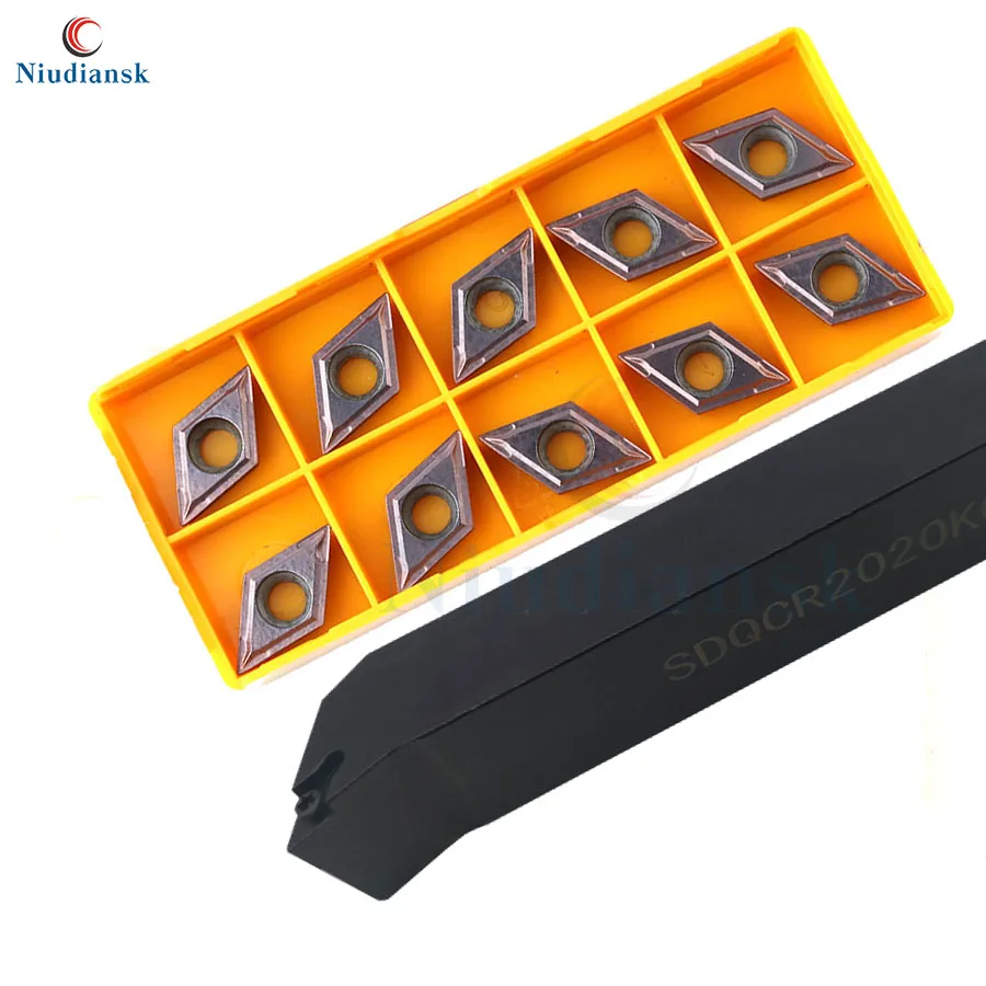 SDQCR1616H11 SDQCR1212H11 External Turning Tool Holder SDQCR2020K11 SDQCR2525M11 CNC Lathe Tools +10pcs DCMT11T3 Carbide Inserts