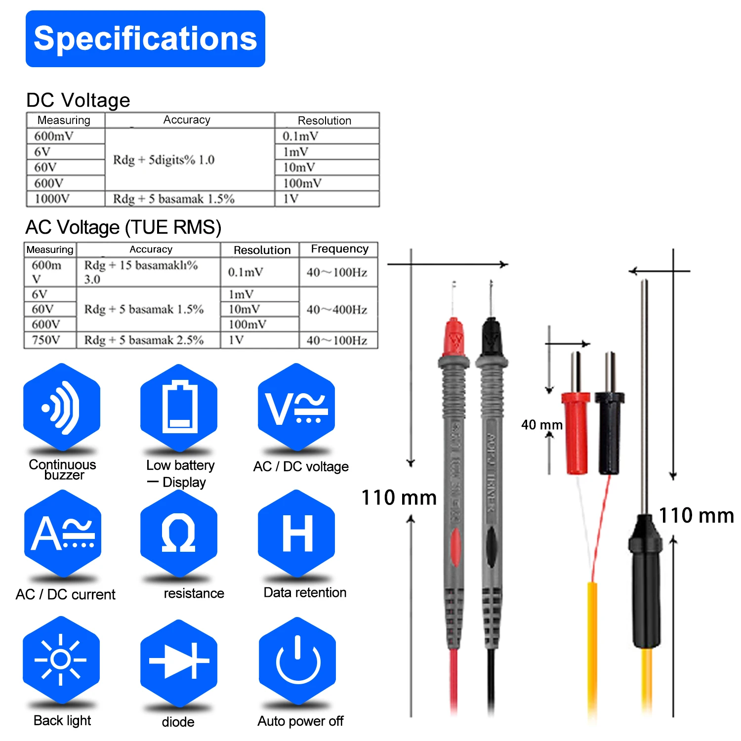 HoldPeak HP-870N Auto Gamma Multimetro Digital Clamp Meter Multimetro Pinza Moli Amperometro Amperimetro A Vero RMS Tester di Frequenza