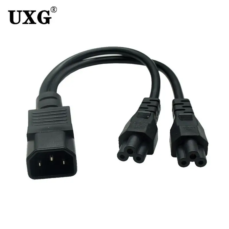 30CM Power Y Type Splitter Adapter Cable Single IEC 320 C14 Male to Dual C5 Female Short Cord for Computer host display 0.3M 1FT