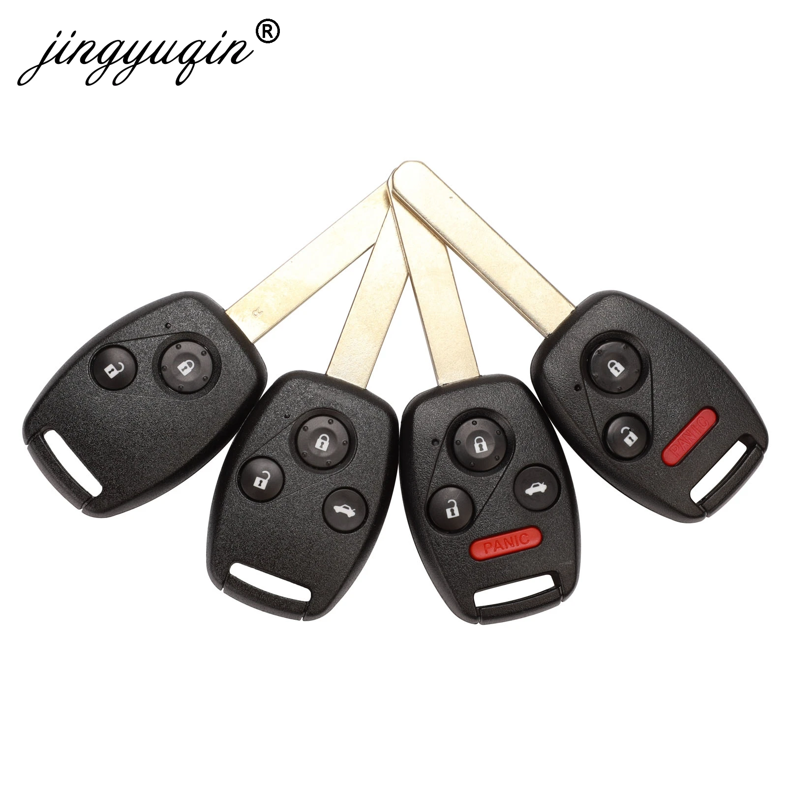 

jingyuqin Remote Car Key Shell For Honda Accord Civic CRV Pilot Insight 2 2+1 3 3+1 4 Buttons Pad Fob Auto Key Case Replacement