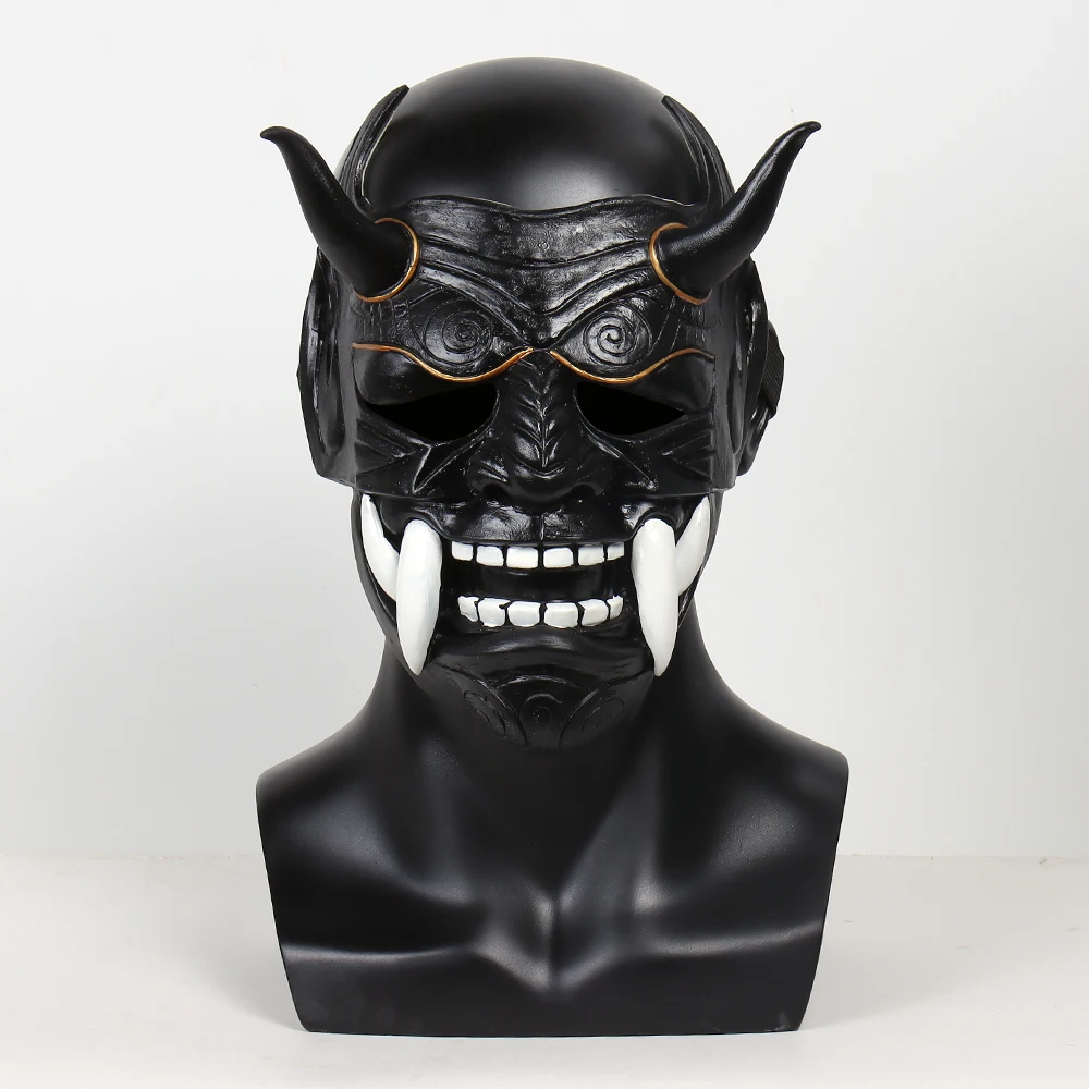 Japanese Prajna Samurai Latex Mask Cosplay Headgear Scary Halloween Carnival Party Costume Props