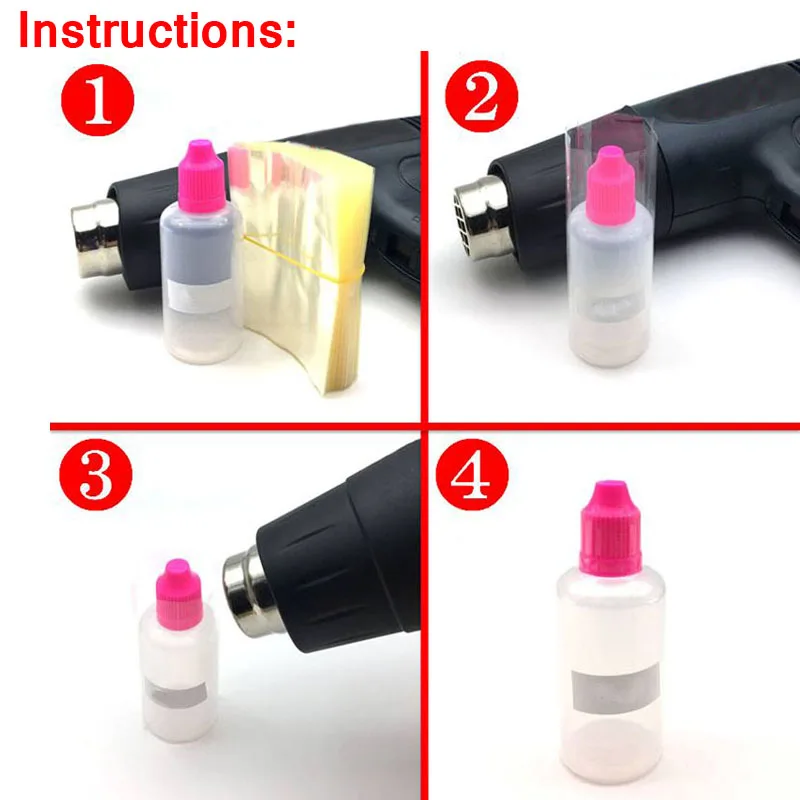 200Pcs/Lot PVC Heat Shrink Wrap Tube for 5ml 10ml 15ml 20ml 30ml 50ml Plastic dropper bottle Clear Shrink Film Shrink Seal