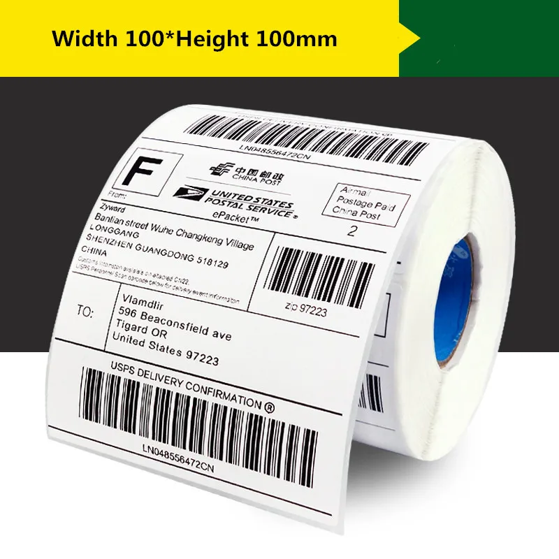 Thermal Shipping Label Paper 100*100/120/150/160/170/200/210 Barcode Express Sticker Waterproof, Oil-proof and Alcohol-proof