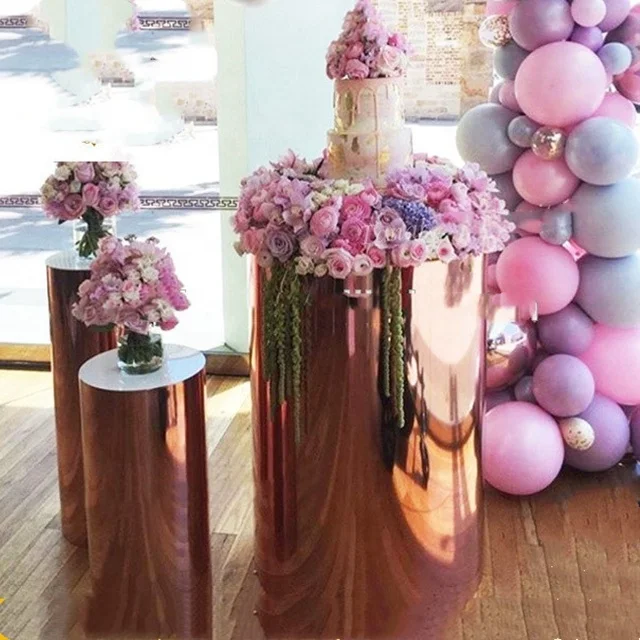 

3pcs/set)Rose gold road backdrop walkway stand wedding decoration party columns wedding pillar for wedding event yudao956