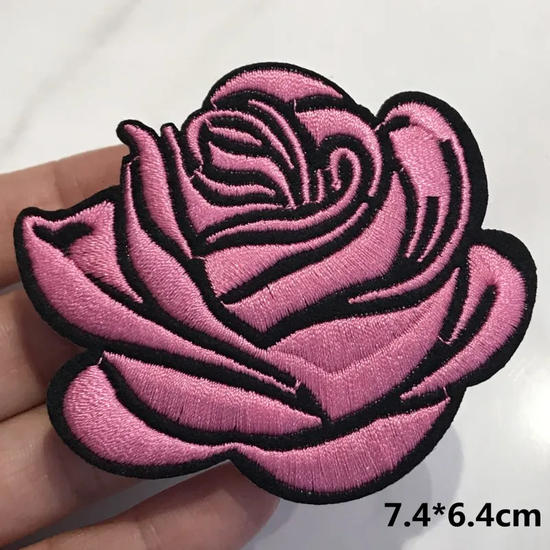1Pcs Mix Color Rose Flower Women Embroidery Patches for T-shirt Iron on Stripes Appliques Clothes Stickers Clothing Badges