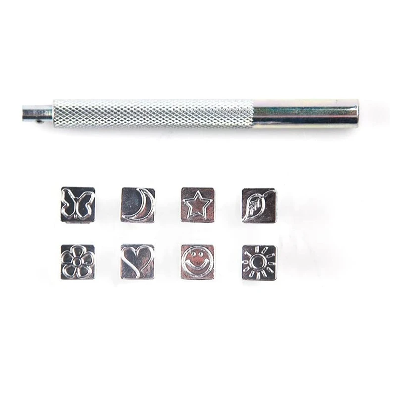 Leather Pattern Stamping Tool set Professional 9 Pieces handmade diy craft work metal Leather Tools