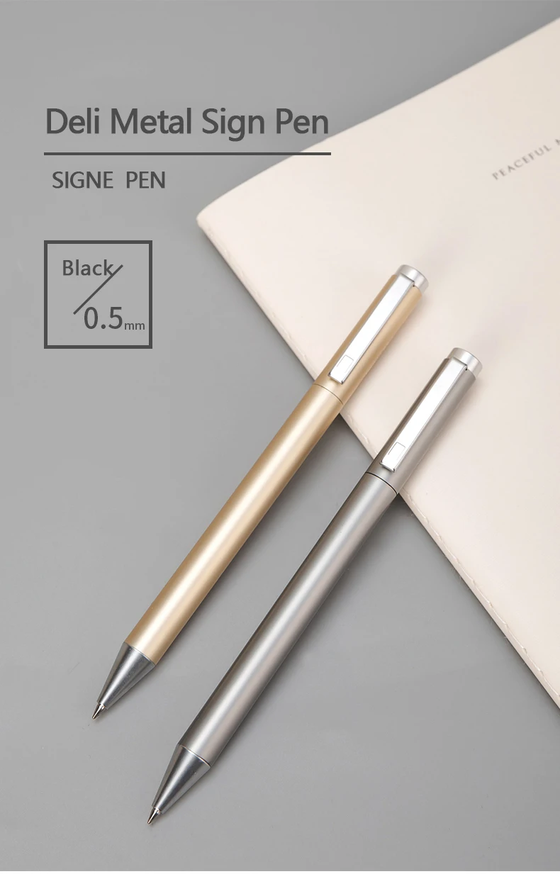 Deli Metal Sign Pen Pens Gold/Silver Gel Pen 0.5mm Refill PREMEC Smooth Refill MiKuni Japan Ink Black For Xiaomi Sign Pen