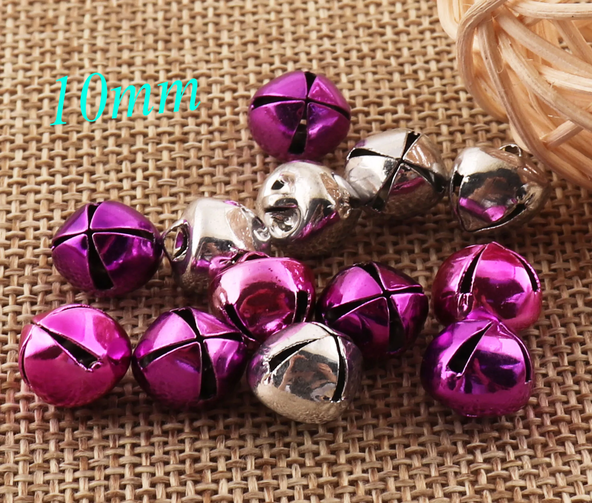 

100 Pcs MINI Copper Purple/Silver Jingle Bells Christmas Bells Dancing Bells Durable Jingle Bells Pet Bells Cross Bells-10mm