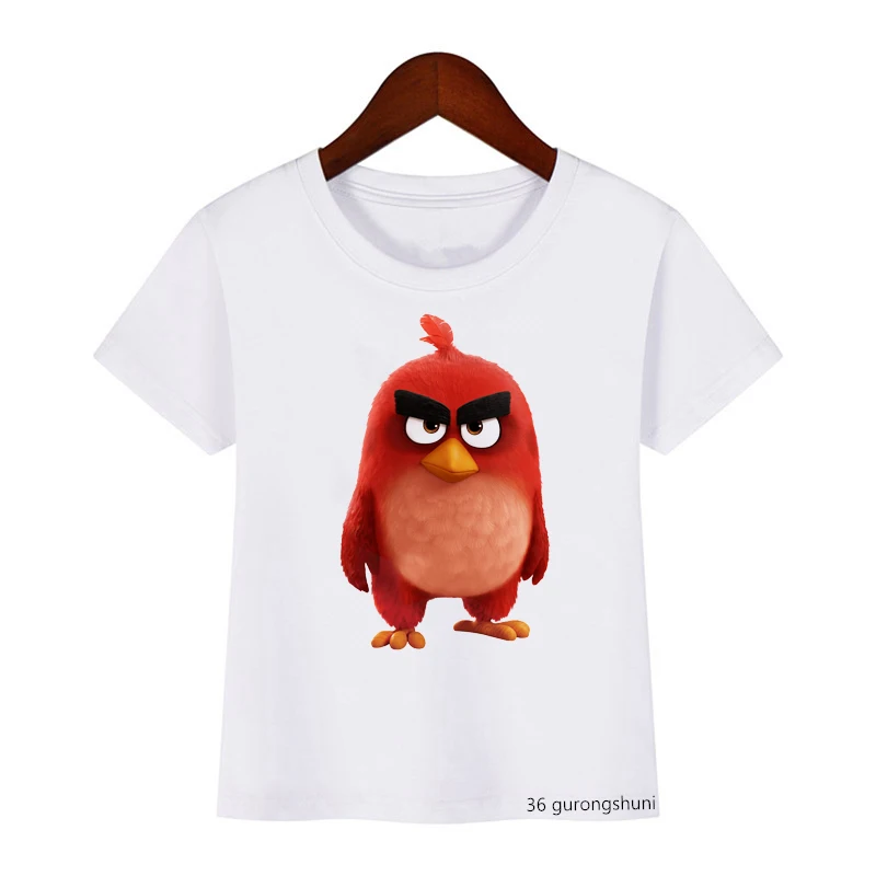 Camiseta con estampado de pájaros y animales para niños, remera de dibujos animados para niños, camisetas Harajuku para niñas, venta al por mayor